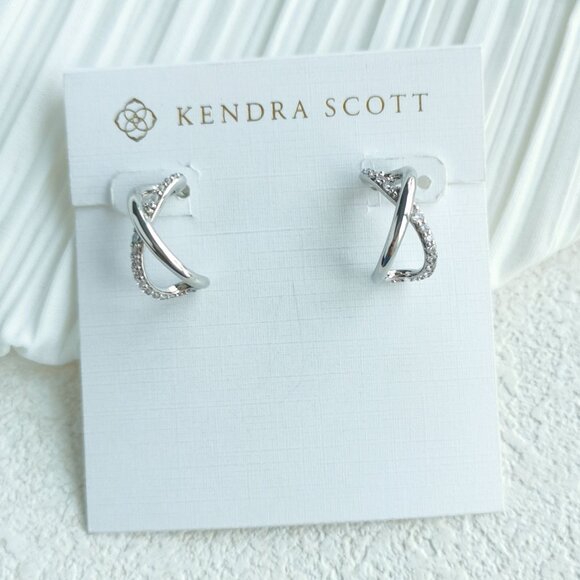 Kendra Scott Jewelry - NEW Kendra Scott Silver White Crystal Annie Infinity Huggie Earrings